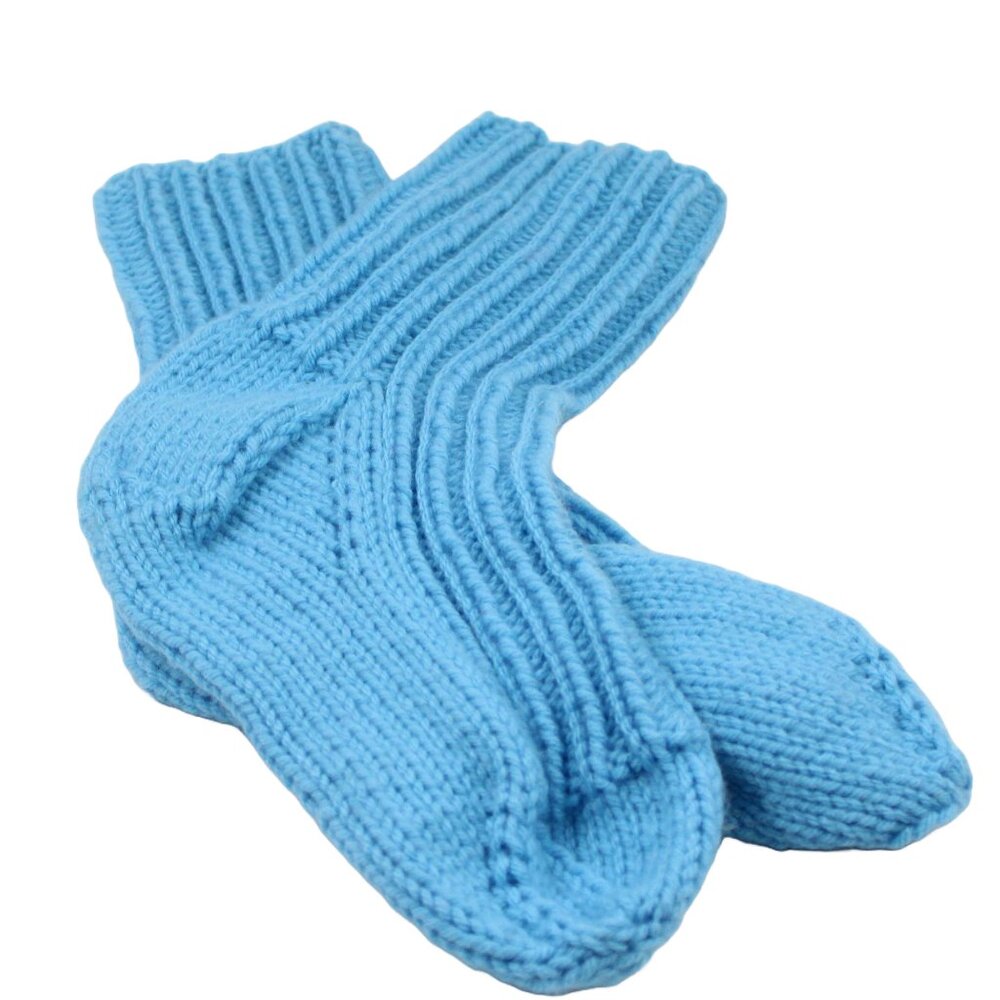 Handmade Hand Knit Blue Grotto Acrylic Women's US Size 7/8 Socks